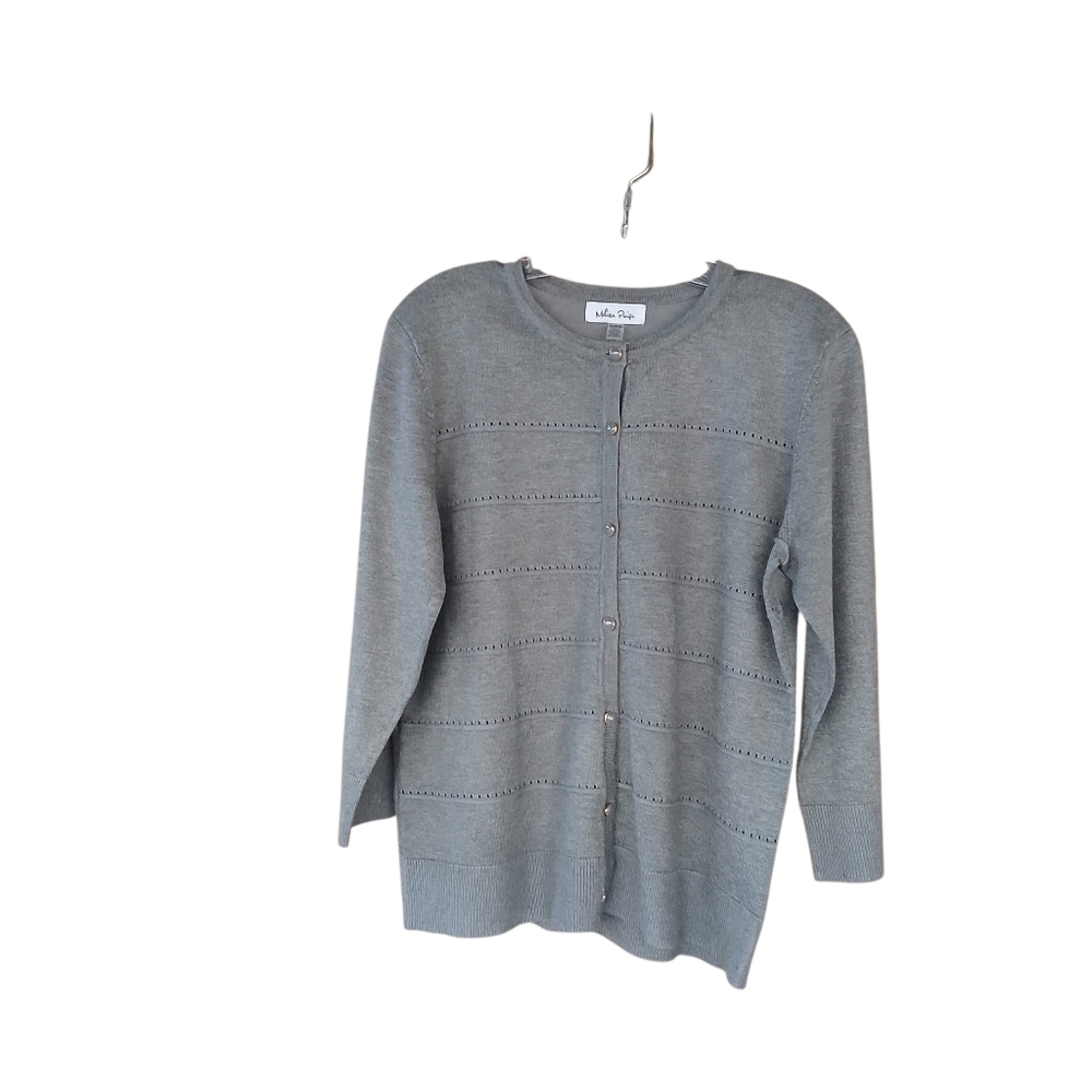 Melissa Paige Gray Crew Neck Cardigan Medium